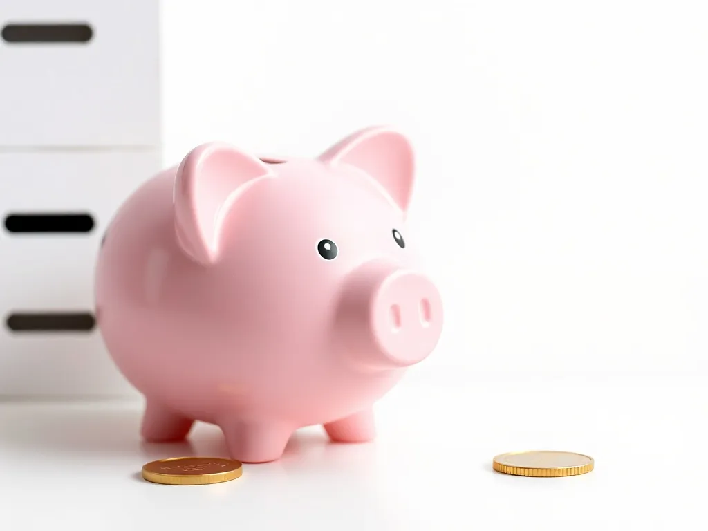 A minimalist aesthetic photo of a pink piggy bank on a white